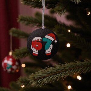 Funny Christmas Ornament "6 & 7" | Viral Meme Xmas Decor, Holographic Backside,